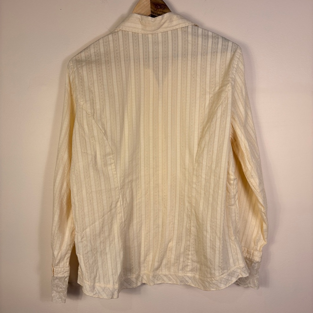 J. Jill Ivory Lace Trimmed Button Down Blouse Cottagecore Classic Office - Picture 5 of 8